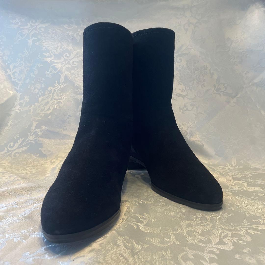 LANVIN 黒 スエード ウェッジヒールブーツ