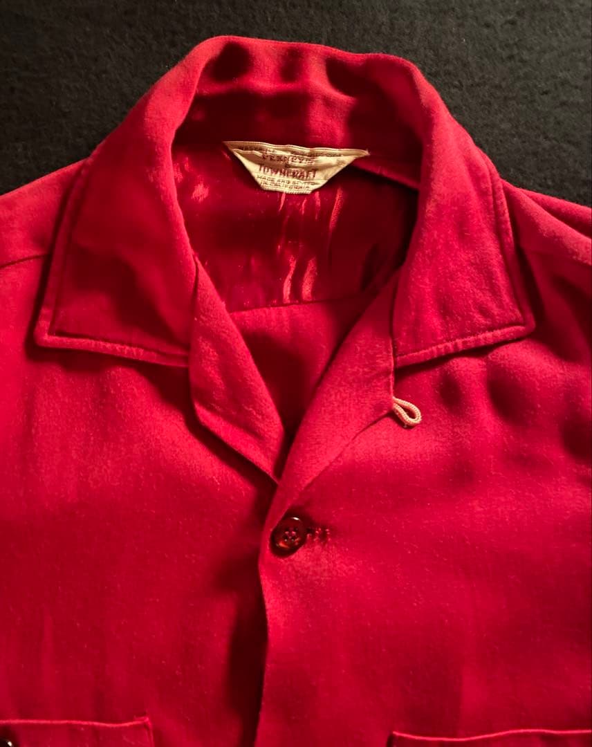50's Towncraft レーヨンシャツ ワインレッド