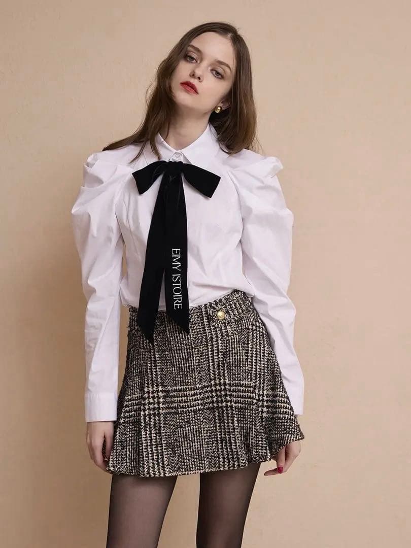 2025ss 新作　ツイードタックミニスカート　EIMY ISTOIRE