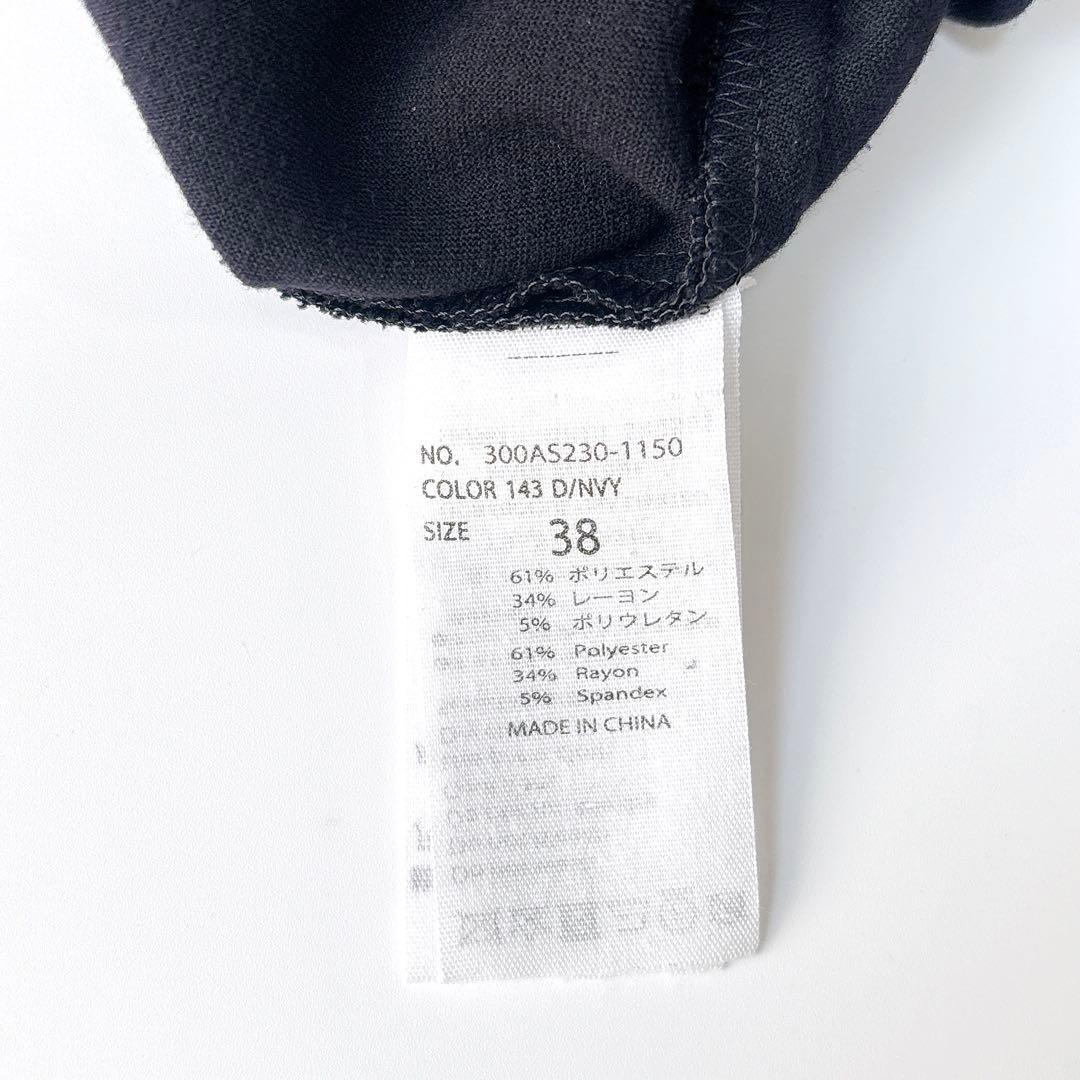 美品⁑エンフォルド　アシンメトリー Vネックブラウスプルオーバー　ネイビー　38