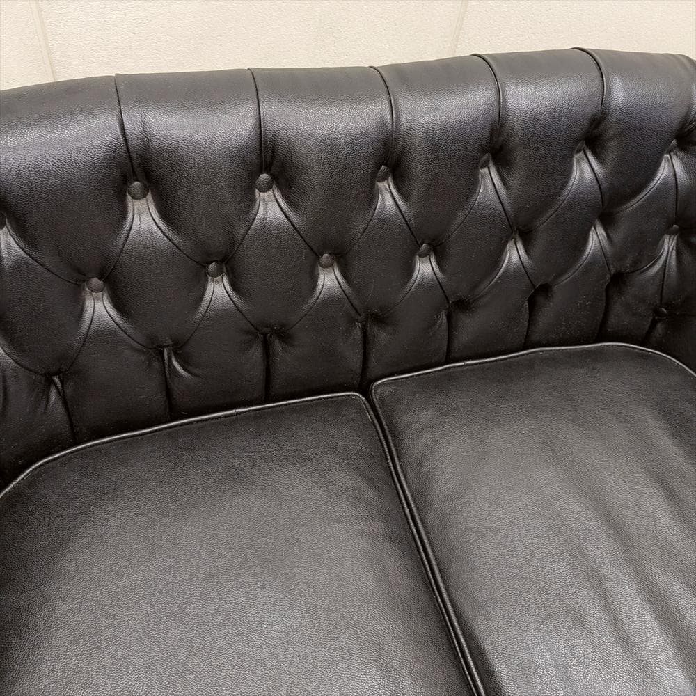 美品　ヴィンセント　チェスターフィールド　ラブソファ　二人掛け　英国風　鋲打ち