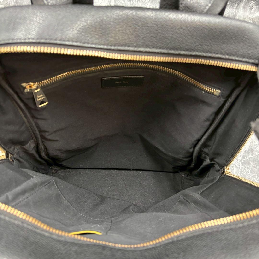美品✨ポールスミス リュック インレイドストライプ シボ革 黒 現行