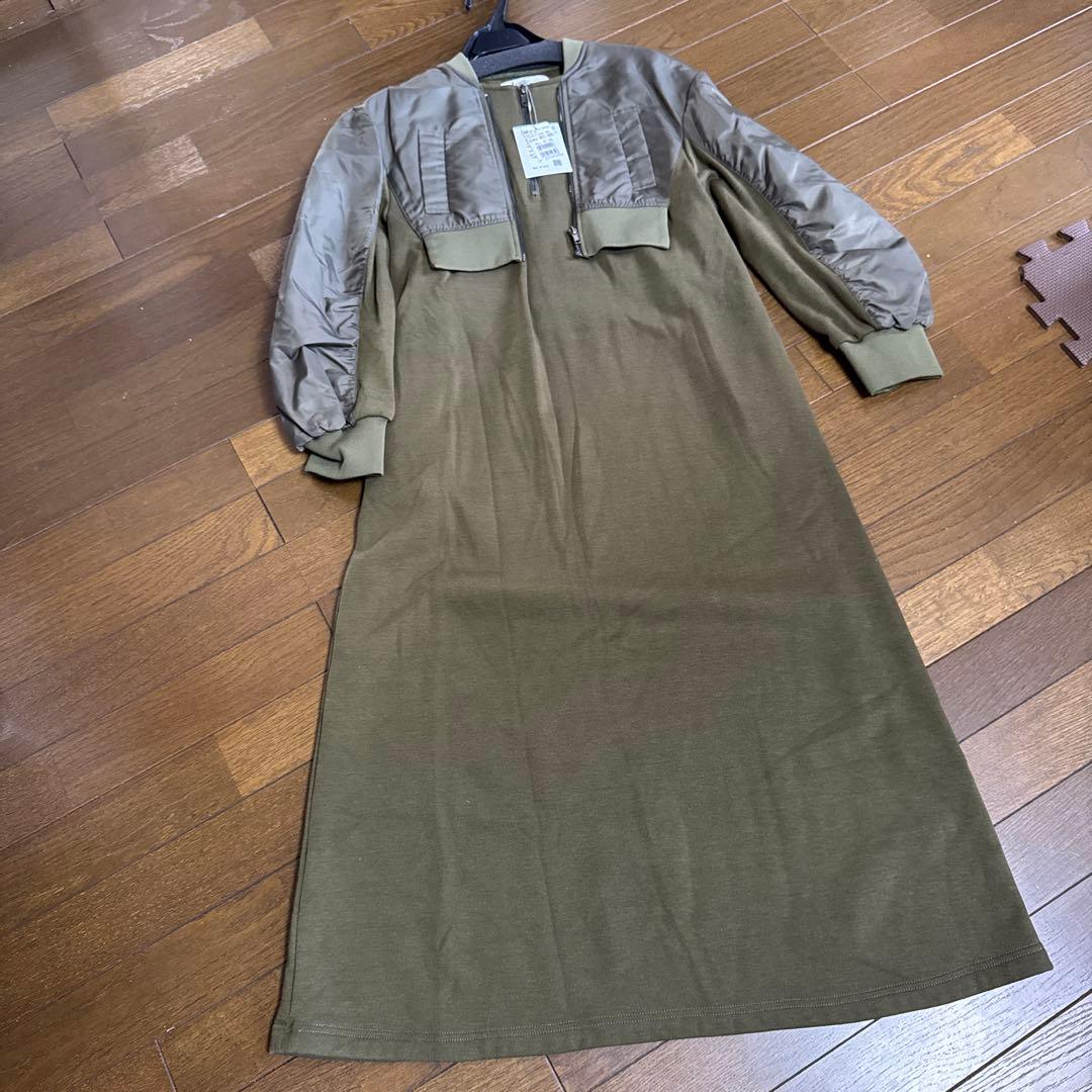 ラシュッド　ミリタリー　カーキ　オリーブカラー 長袖カットソーワンピース 38