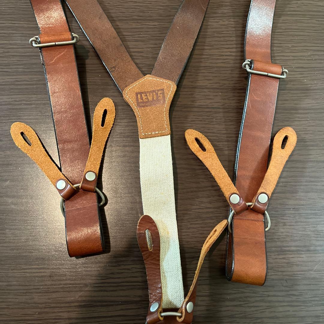 リーバイス サスペンダー ベルト レザー ボタン用