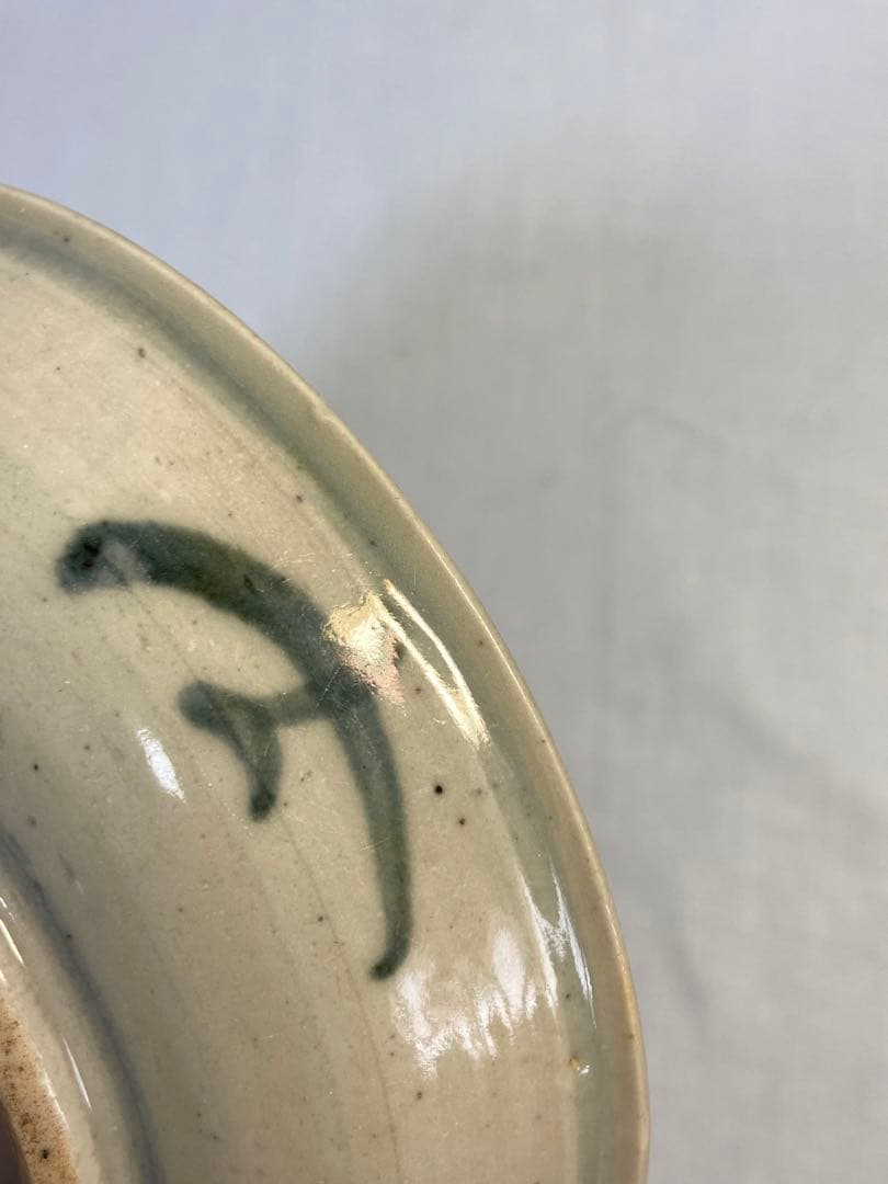 1114中国　清時代　青華花卉紋中皿② アンティーク　送料込み1115