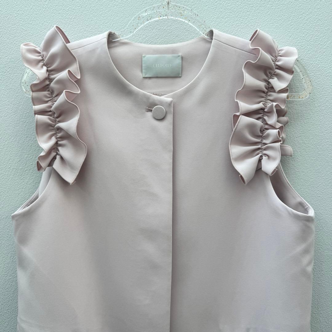 CELFORD／セルフォード フリルスリーブ ジレ ベスト　ライトピンク
