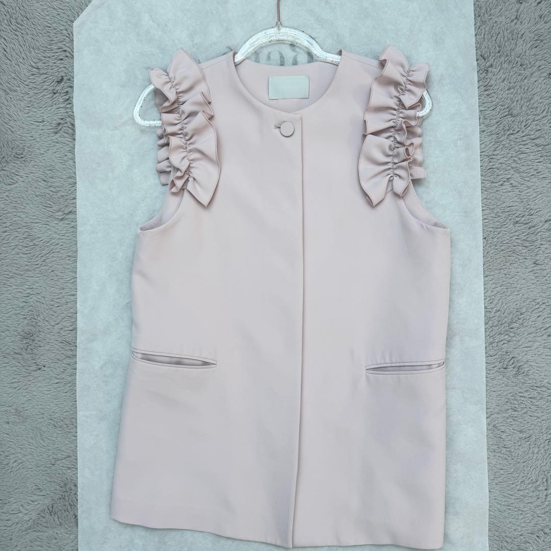 CELFORD／セルフォード フリルスリーブ ジレ ベスト　ライトピンク