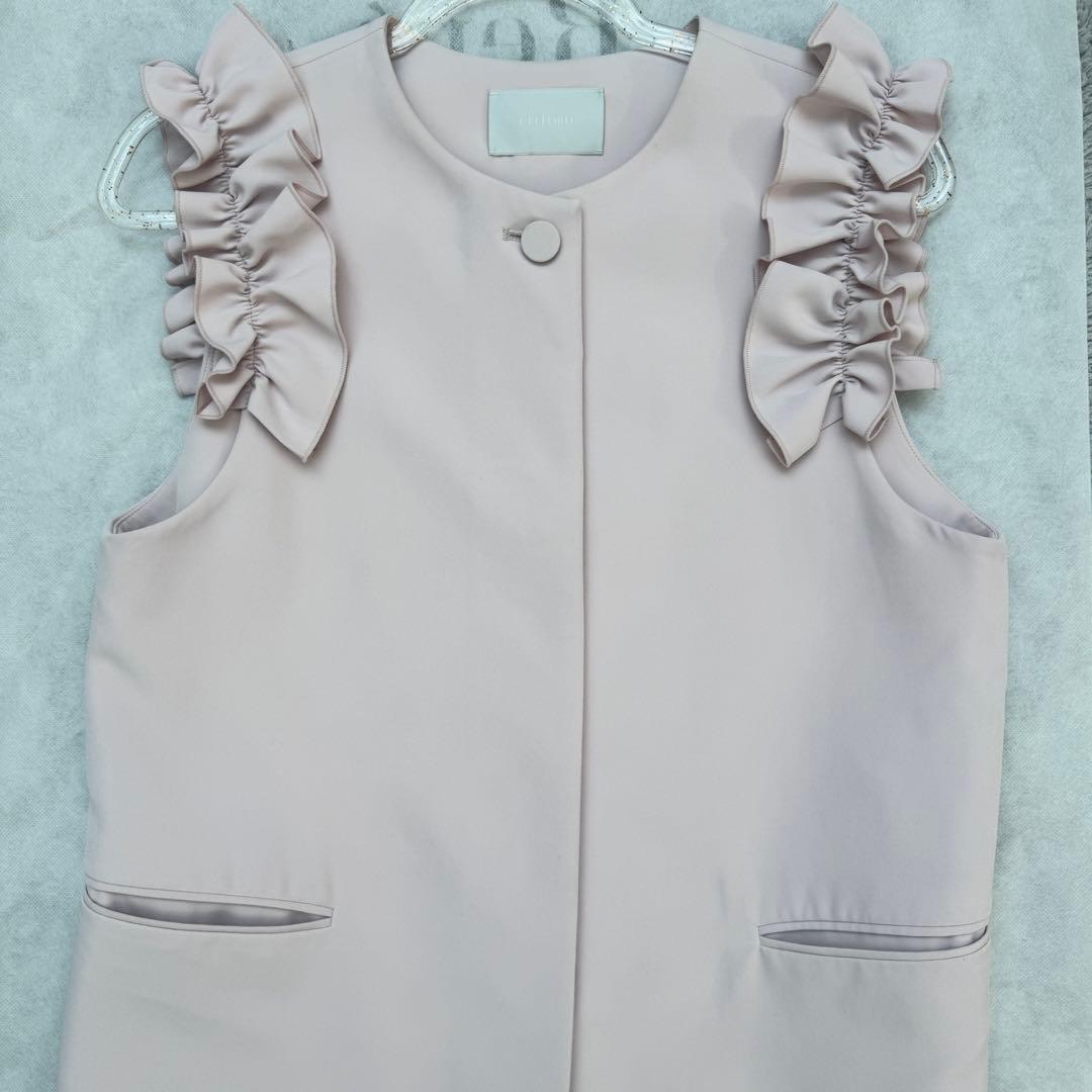 CELFORD／セルフォード フリルスリーブ ジレ ベスト　ライトピンク