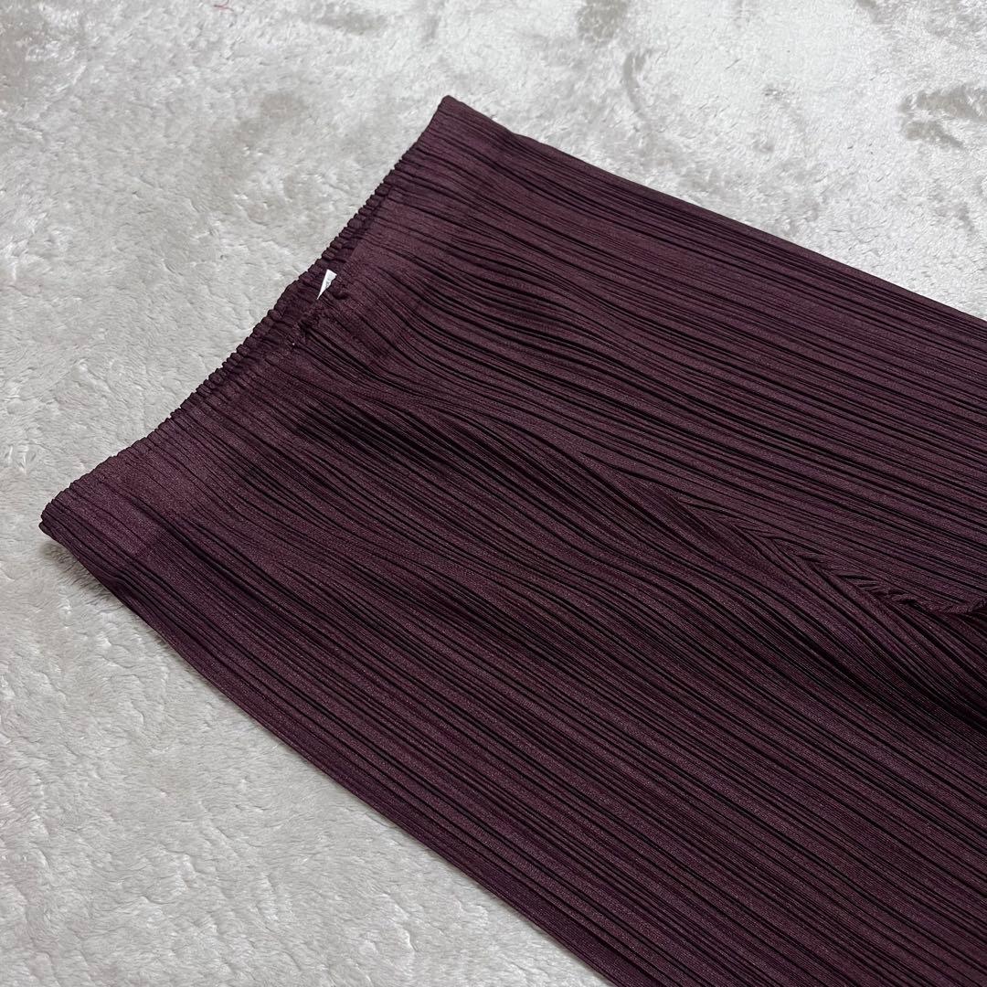 美品　プリーツプリーズ　イッセイミヤケ　ブラウストレートパンツ