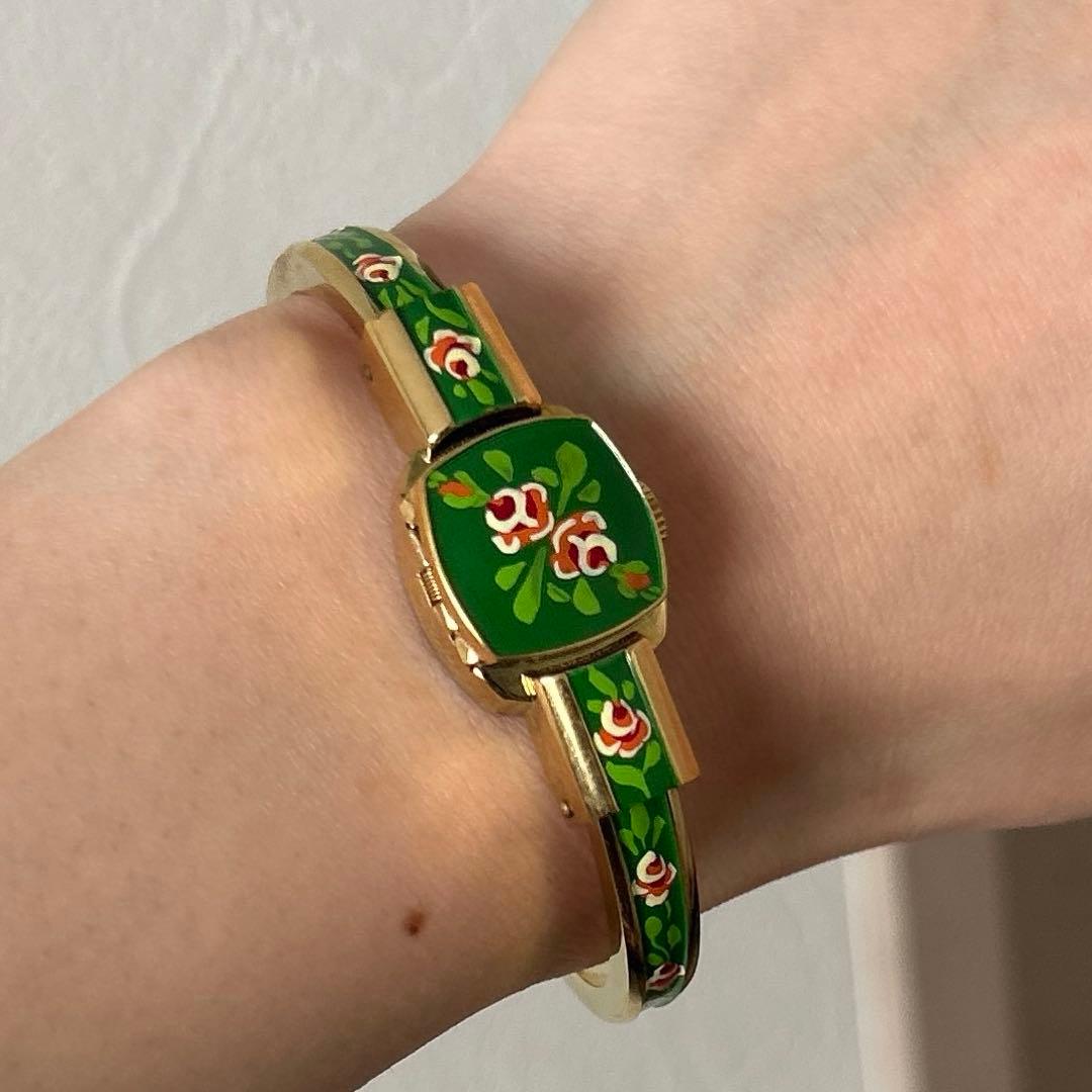 【美品】Chandler 17jewels 手巻き腕時計 バングル ブレスレット