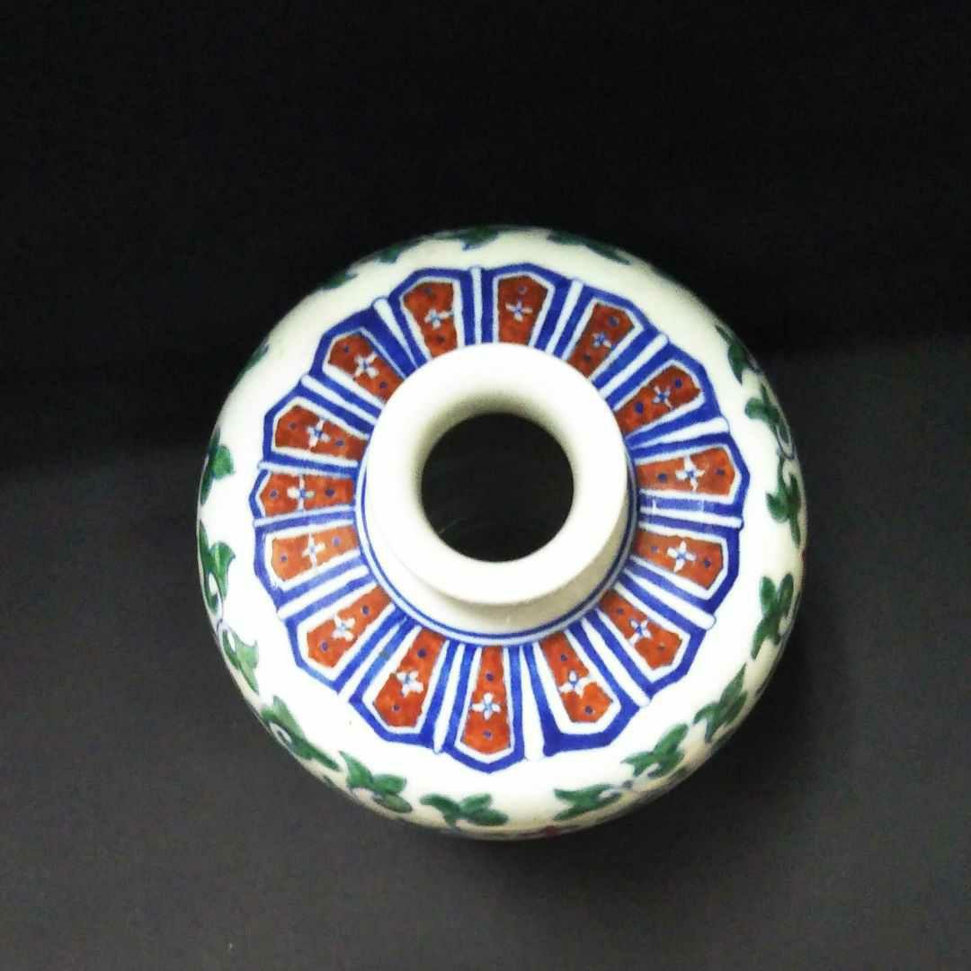 ※中国古美術/明代/五彩纏枝蓮花紋梅瓶/(底款:大明永楽年製)