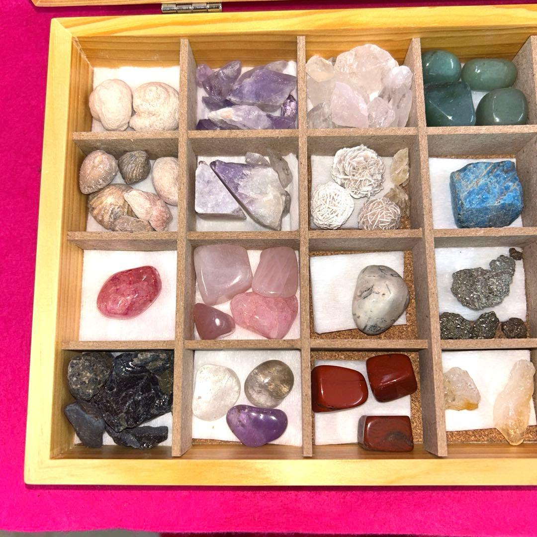 天然石　パワーストーン　化石　まとめ売り　ウッドボックス　貴石　ヒーリング　レア