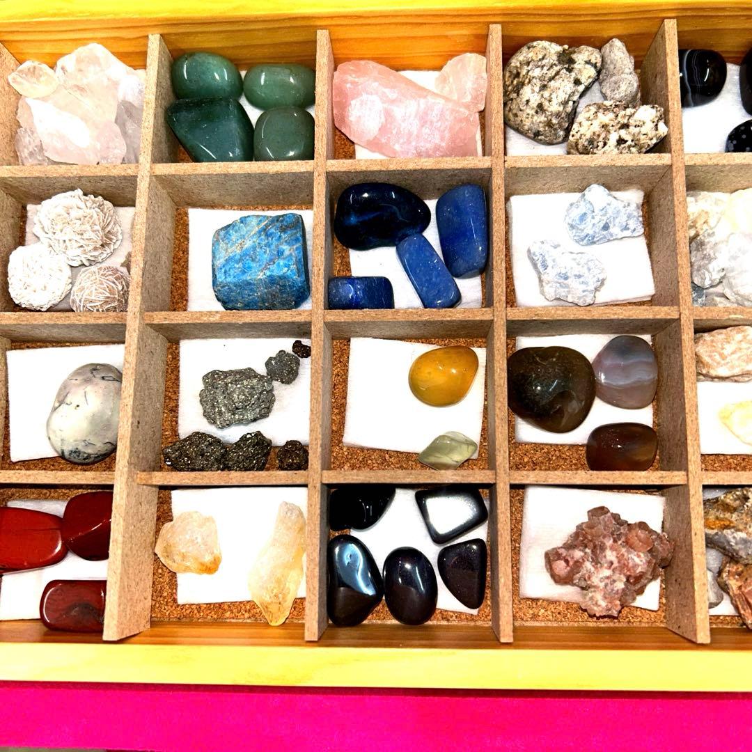 天然石　パワーストーン　化石　まとめ売り　ウッドボックス　貴石　ヒーリング　レア