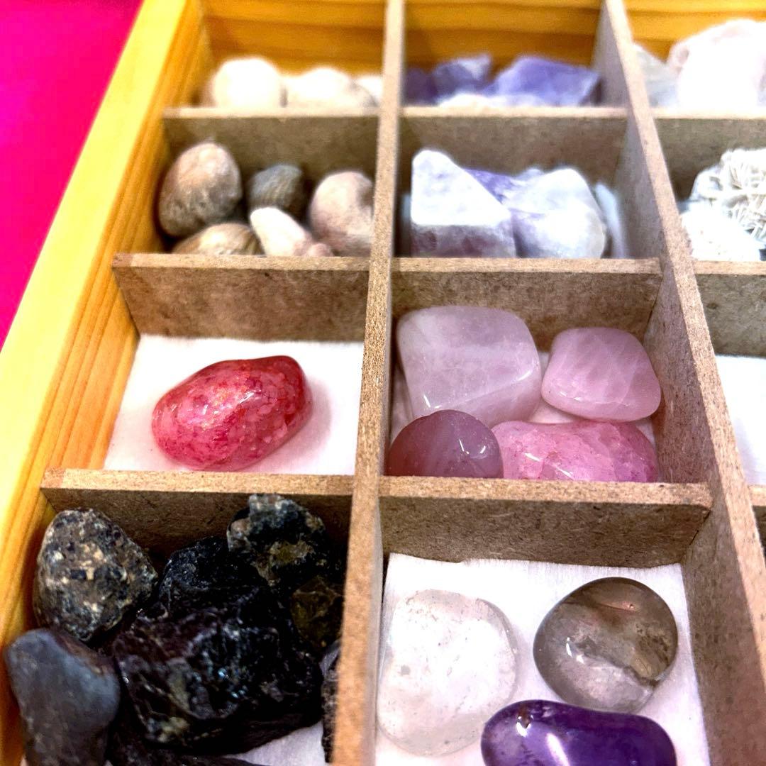 天然石　パワーストーン　化石　まとめ売り　ウッドボックス　貴石　ヒーリング　レア
