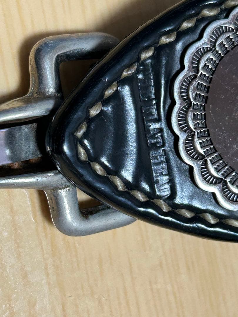 フラットヘット　 レザー キーホルダー 黒