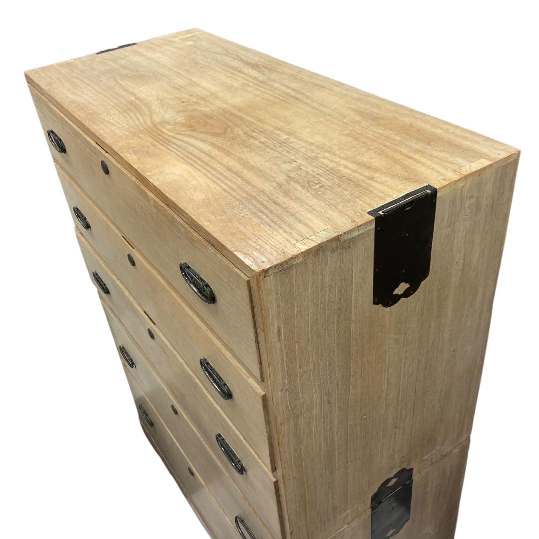 送料無料 昭和レトロ 桐ダンス 5段 上下セパレート可 鍵付き