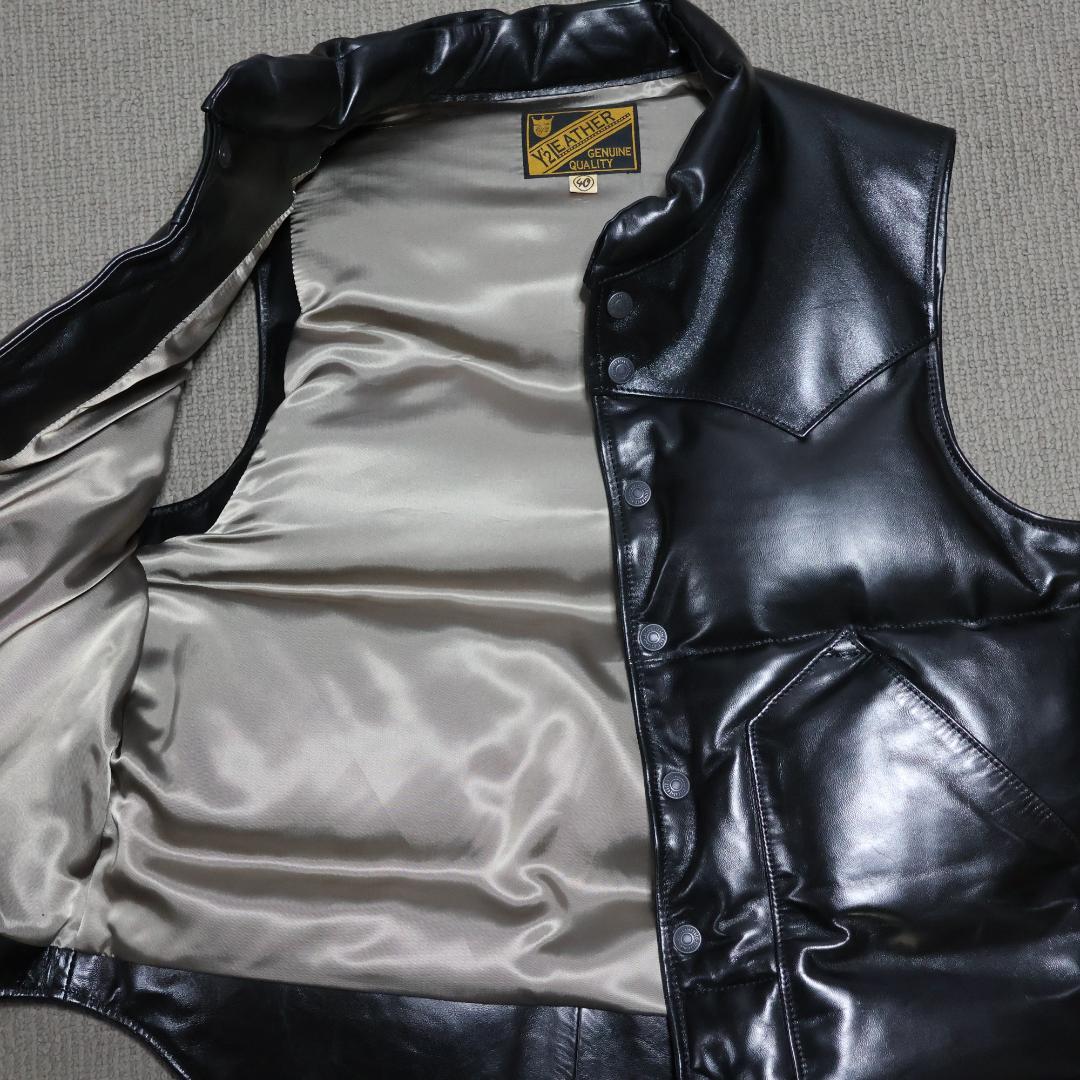 ワイツーレザー　オイルソフトホース×アニリンホースダウンベスト