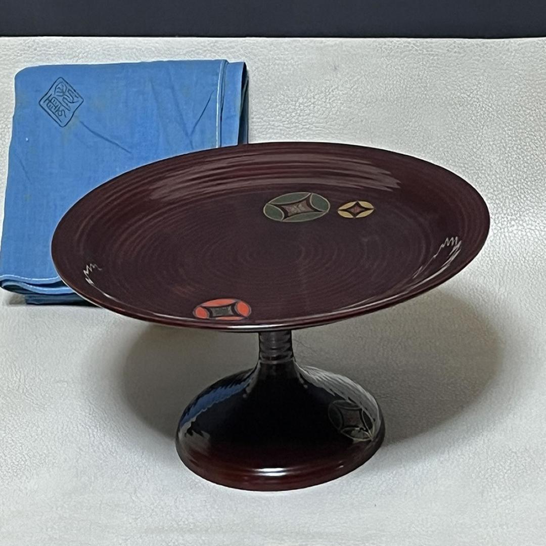 蒔絵 高坏 平安 陽光堂 共箱 木製 菓子器 茶道具 【k3271】