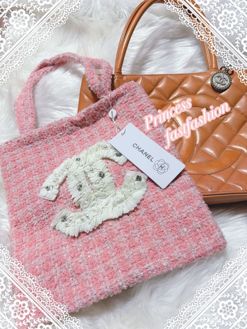 大*子様 シャネル CHANEL ピンク ラメ ツイード トートバッグ