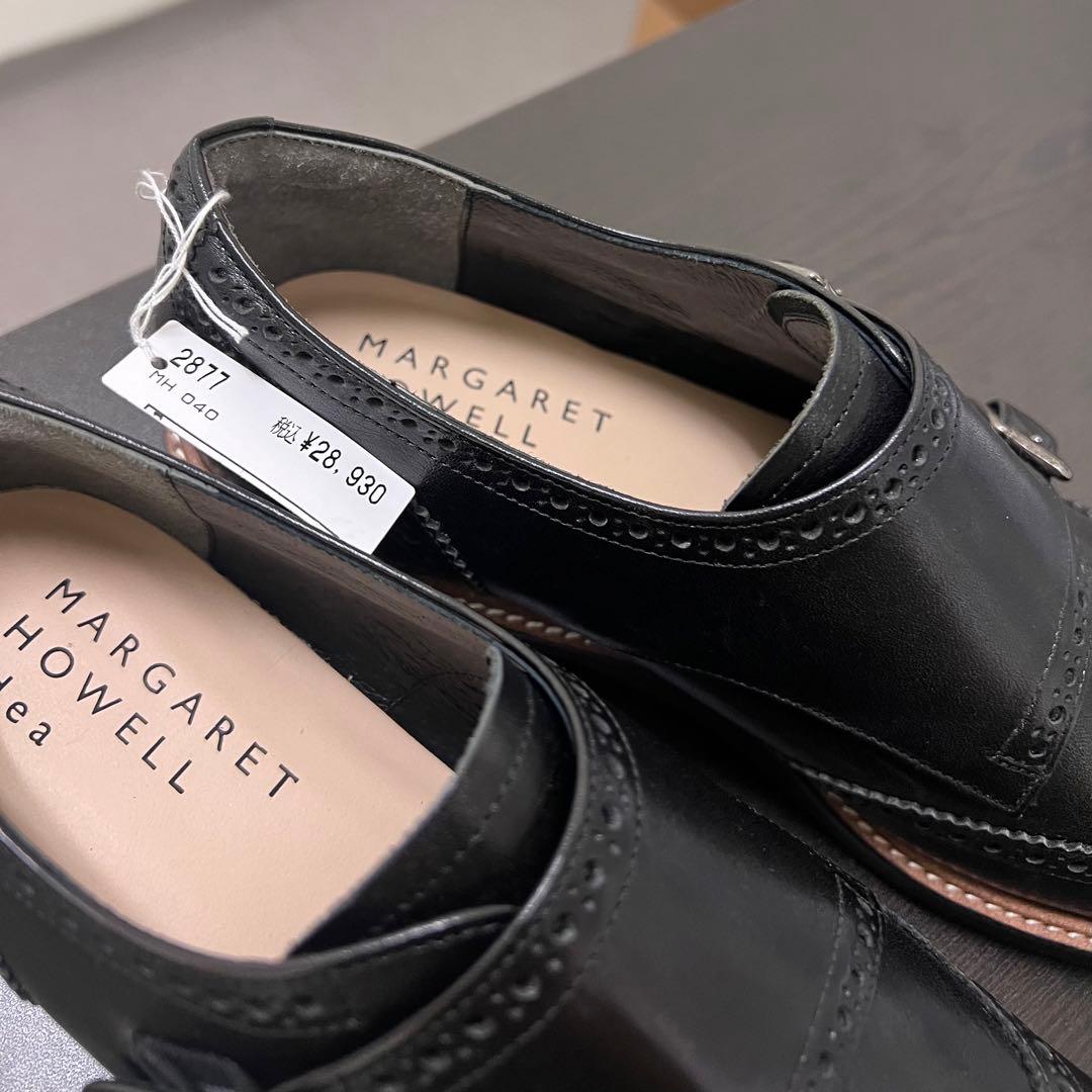 新品MARGARET HOWELL ダブルモンクストラップ 23ブラック革靴