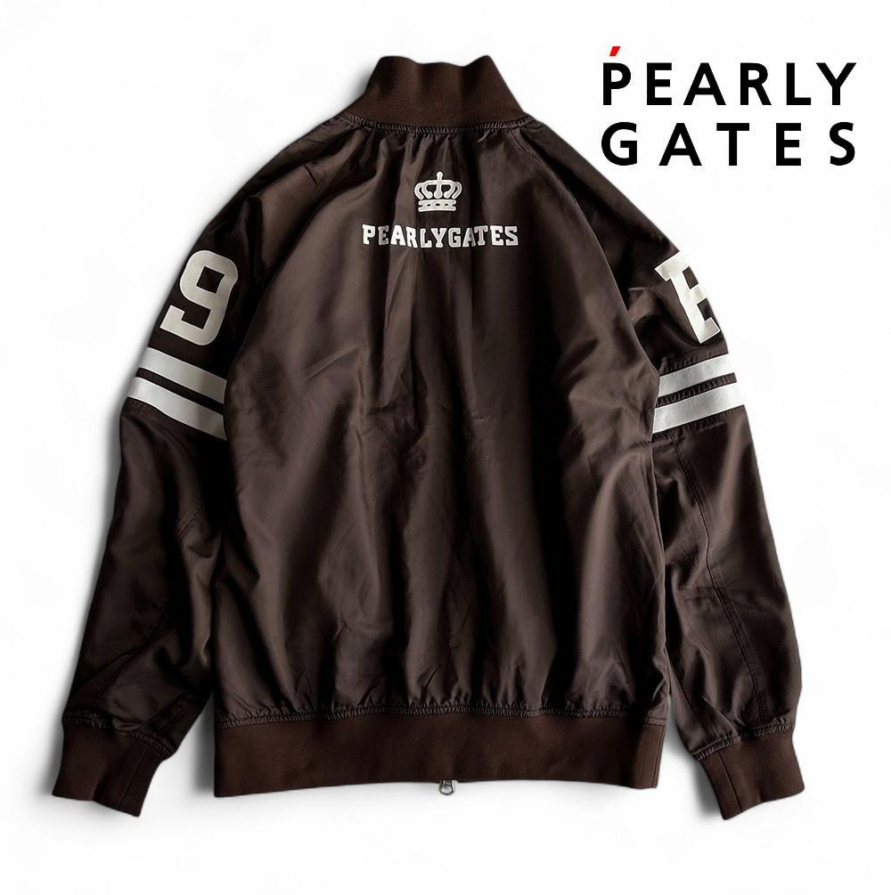 美品パーリーゲイツ 蓄熱フィルム裏地 ダブルジップスニードジャケット濃茶