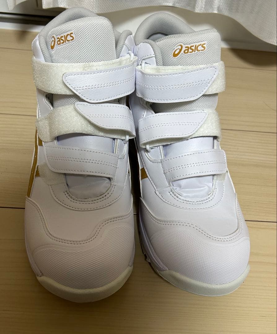 ASICS アシックス　ハイカット　安全靴 ホワイト×ピュアゴールド　スニーカー