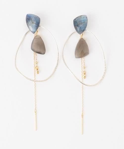 agete*アガット ピアスチャーム　ラブラドライト　K10