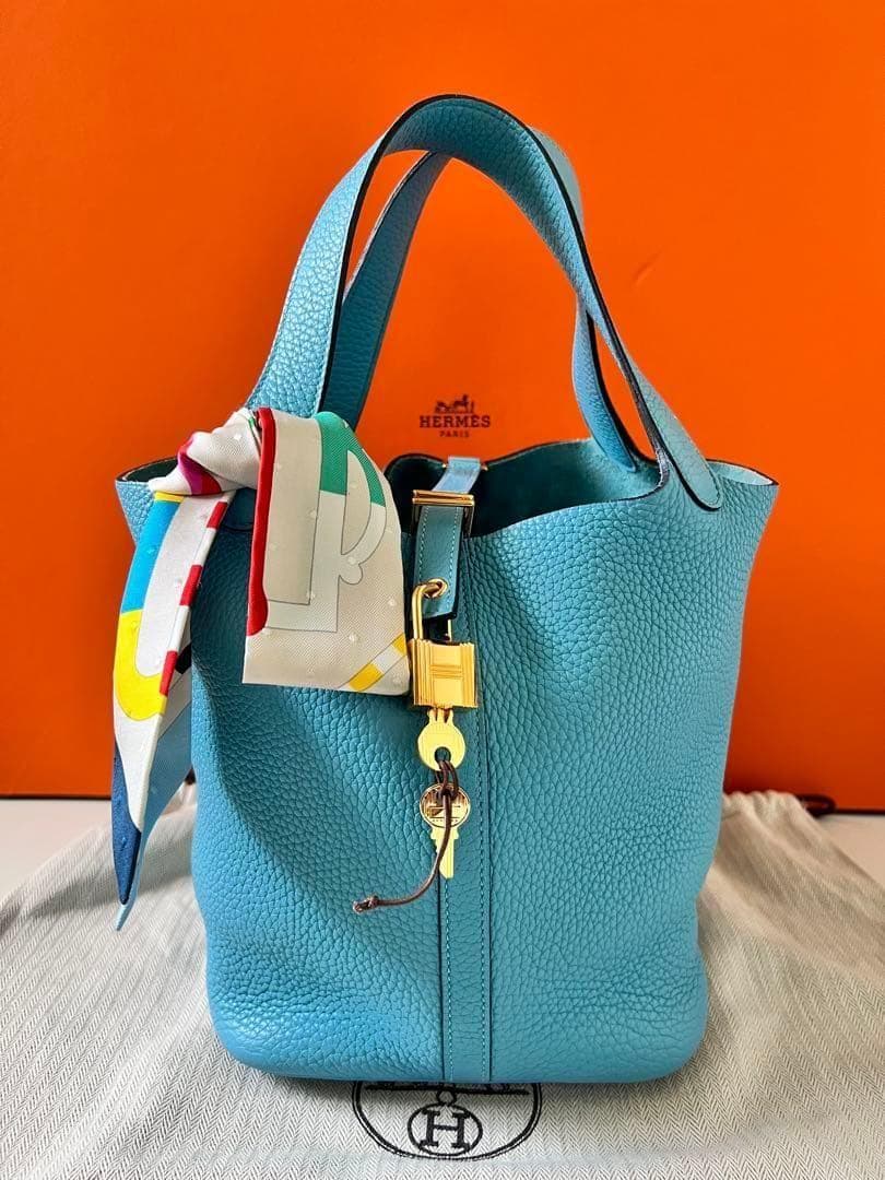 レアカラー★エルメス ピコタンロックMM ブルーノール Y刻印 ゴールド金具