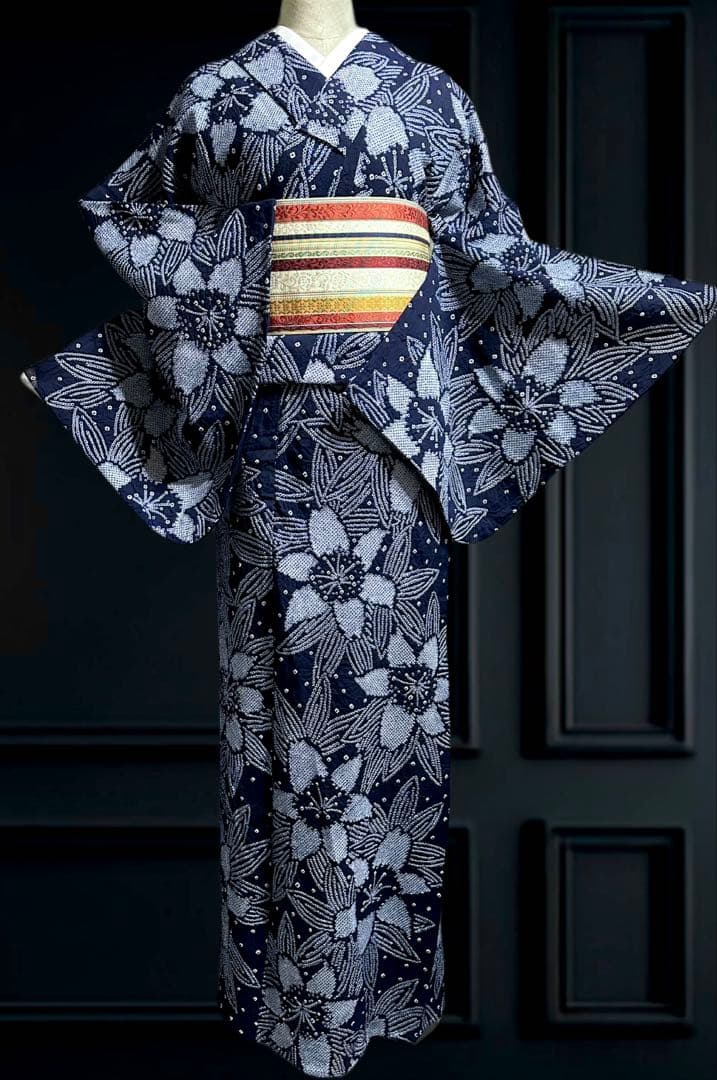 希少サイズ✨身幅LLトールサイズ‼️有松鳴海絞り浴衣！新品❣️逸品‼️藍染に白