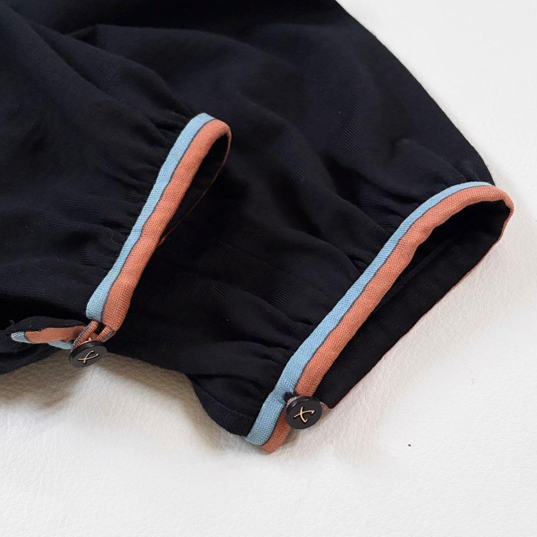 美品✨レオナール シルクウール 素敵な花柄 ワンピース リボン ネイビー