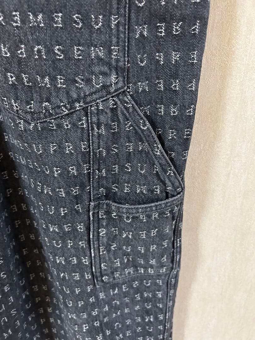 希少！Supreme Jacquard Logos Denim Overalls