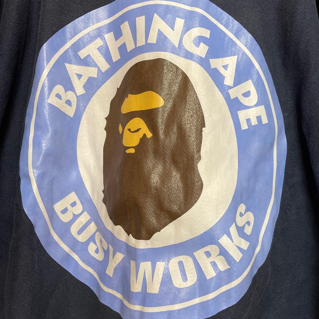 BAPE ロゴプリント ネイビー スウェット