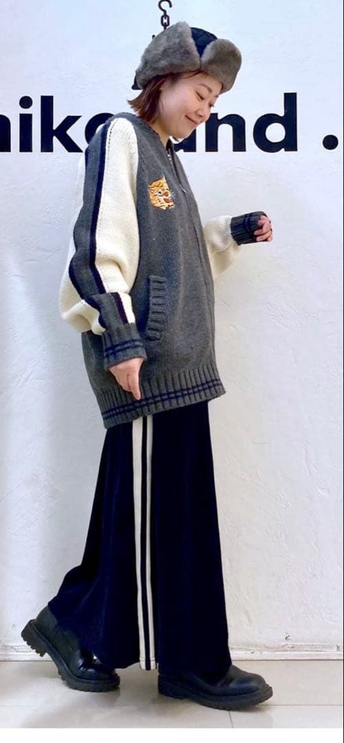 スカジャン風ニットブルゾン　ニコアンド
