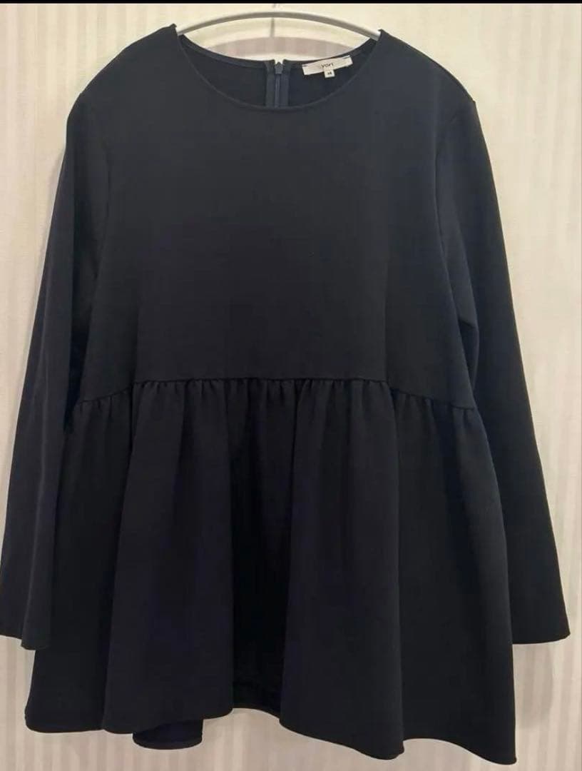 yori ヨリ ネイビー ソフト裏起毛フリルブラウス 2022AW