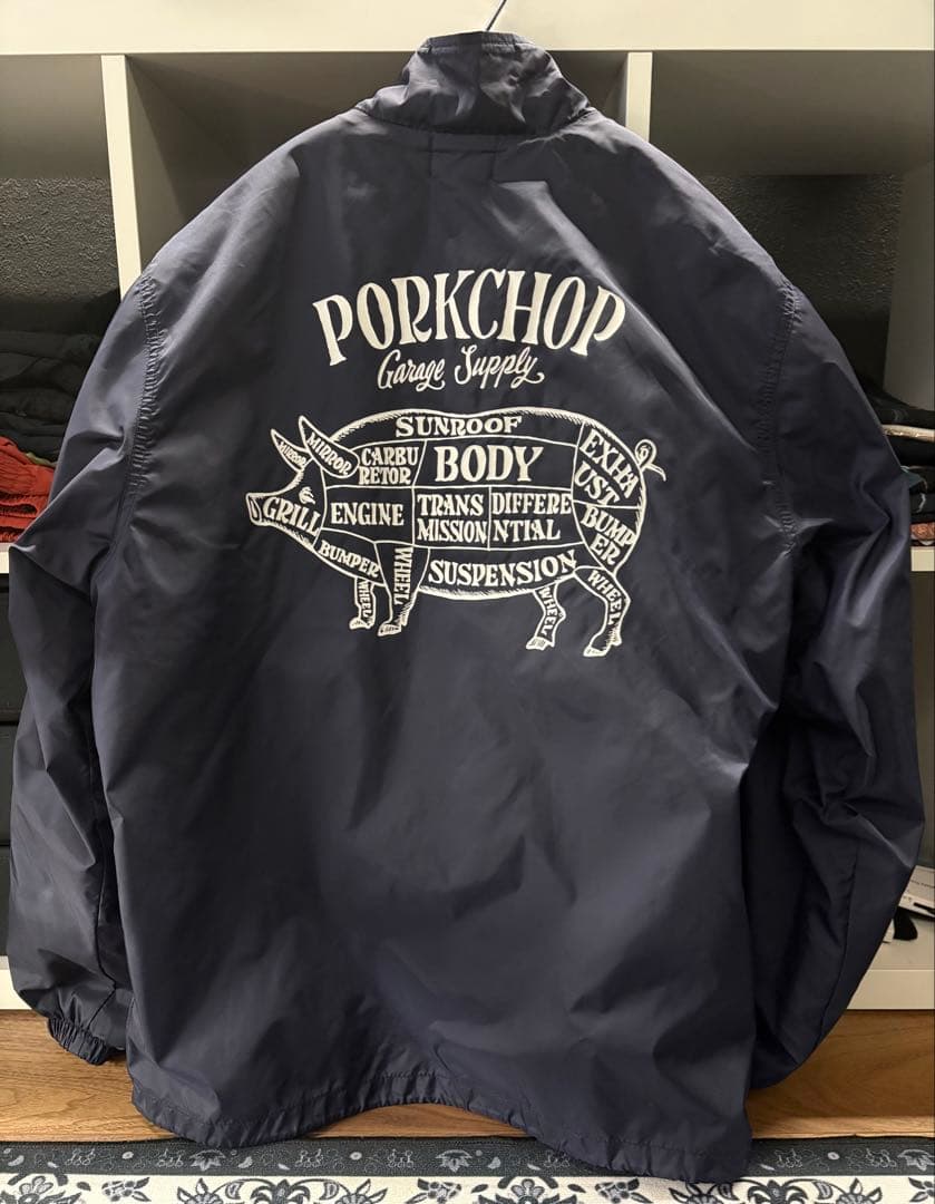 ク*モ様 PORKCHOP ボアナイロンジャケット 初期ネイビー
