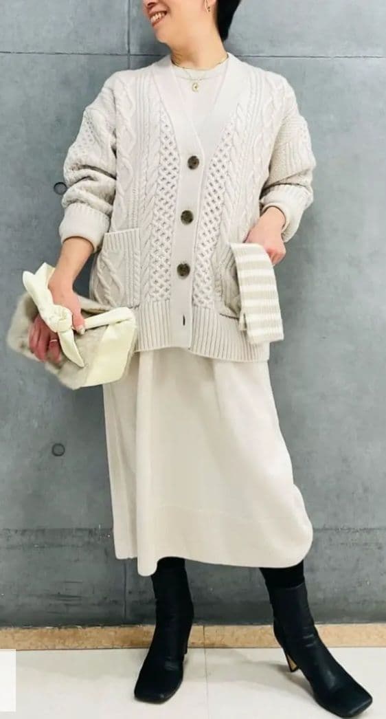 23区【洗える】ウールカシミヤ ニットワンピース 32 黒