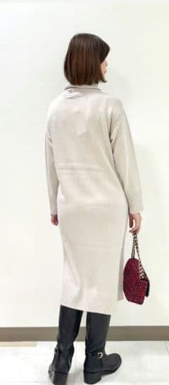 23区【洗える】ウールカシミヤ ニットワンピース 32 黒