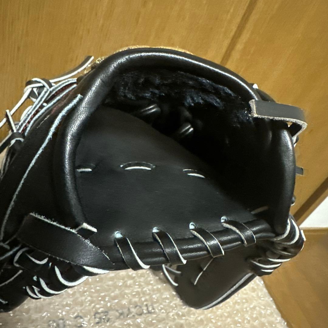 軟式野球グローブ 黒 ストライプ レザー