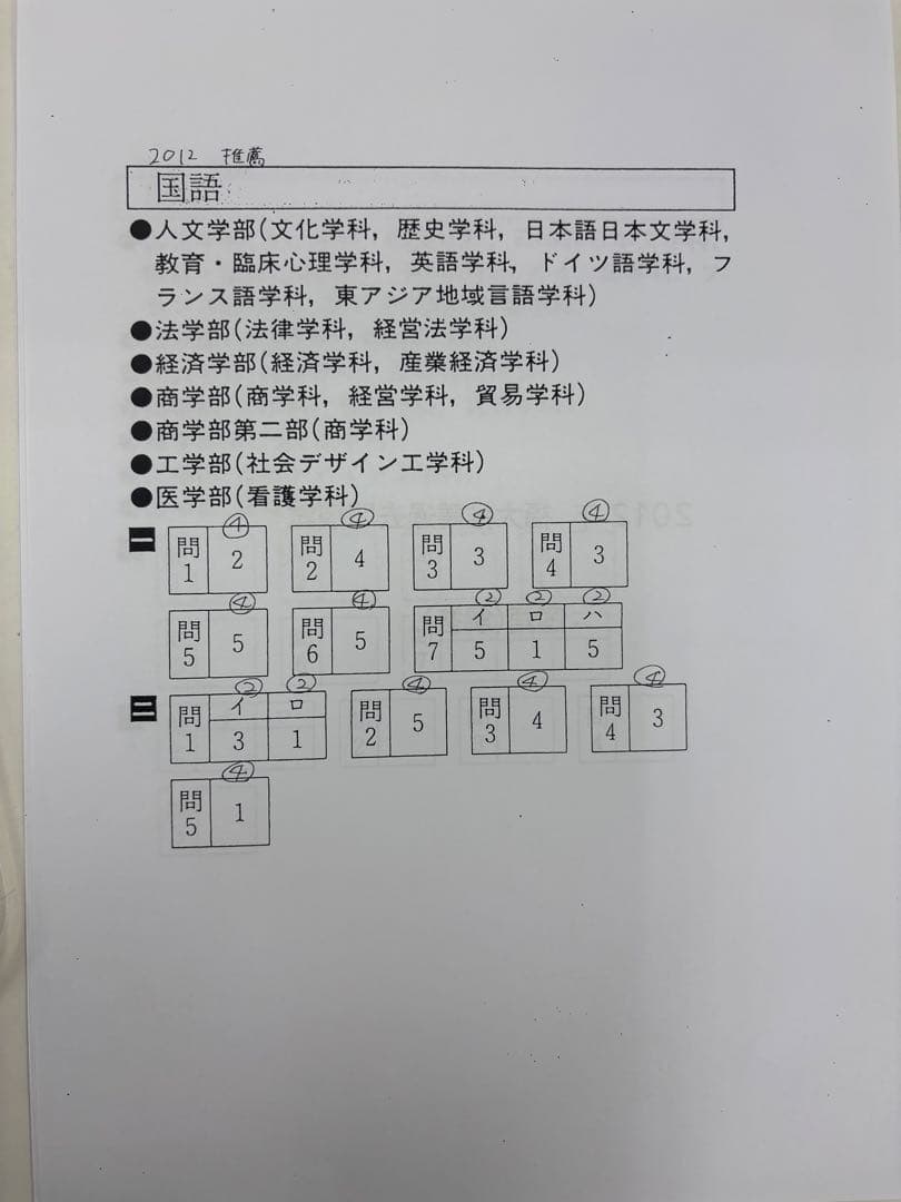 福大推薦入試 英語・国語問題集