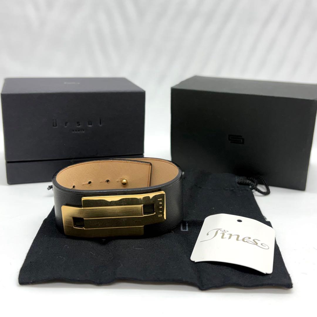 ursul ユアソル プレート カーフ レザー バングル