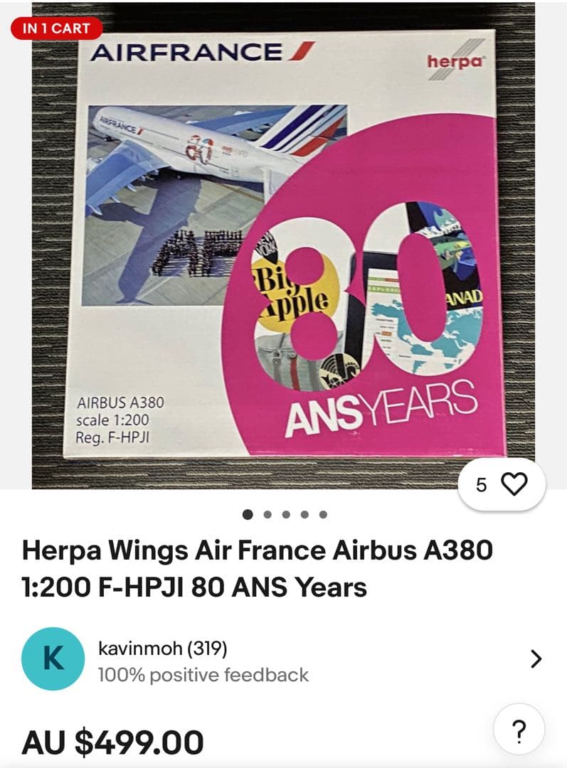 エールフランスA380 80 ANSYEARS herpa 1/500