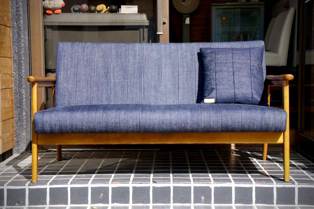 【カリモク60】【クッション付】Kチェア 2シーター 岡山産セルビッチデニム