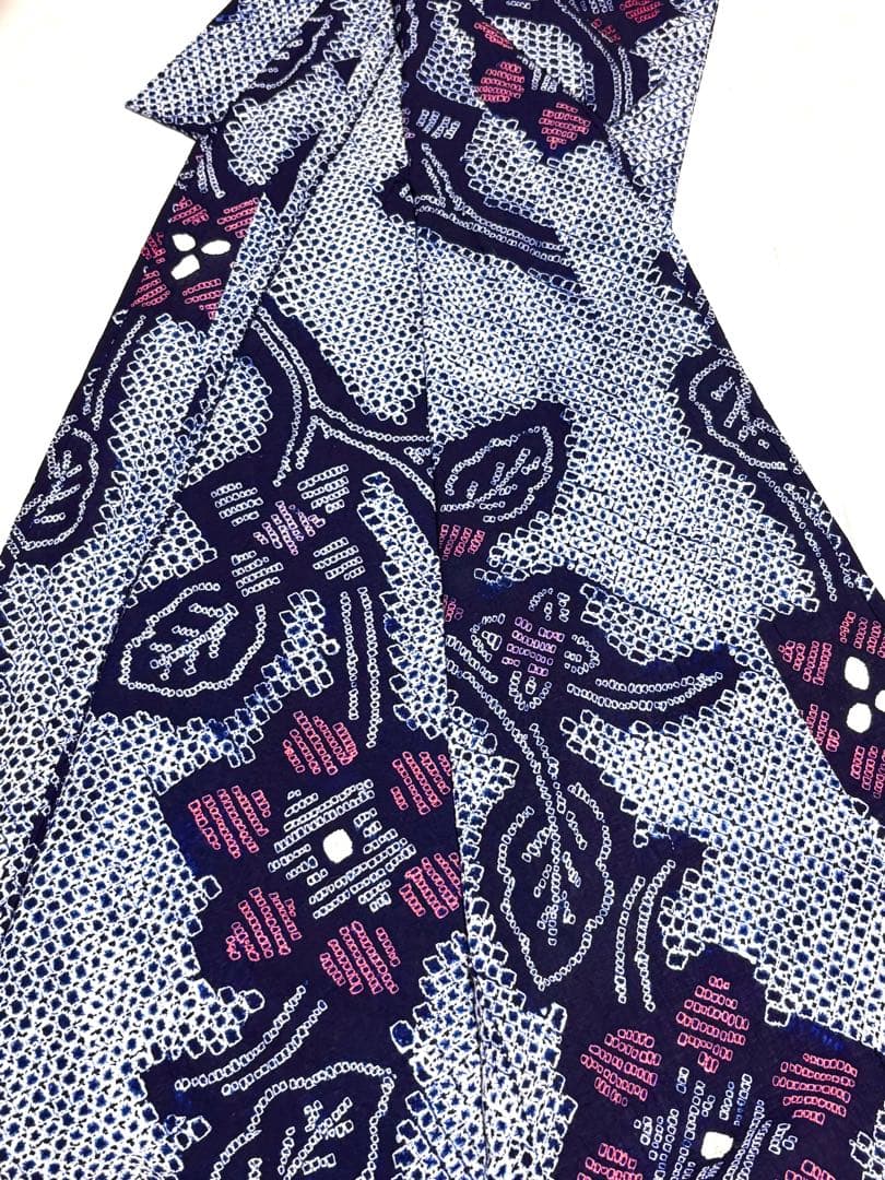 専用　未使用品　和服　綿100% 花模様　有松絞り　浴衣　早い者勝ち