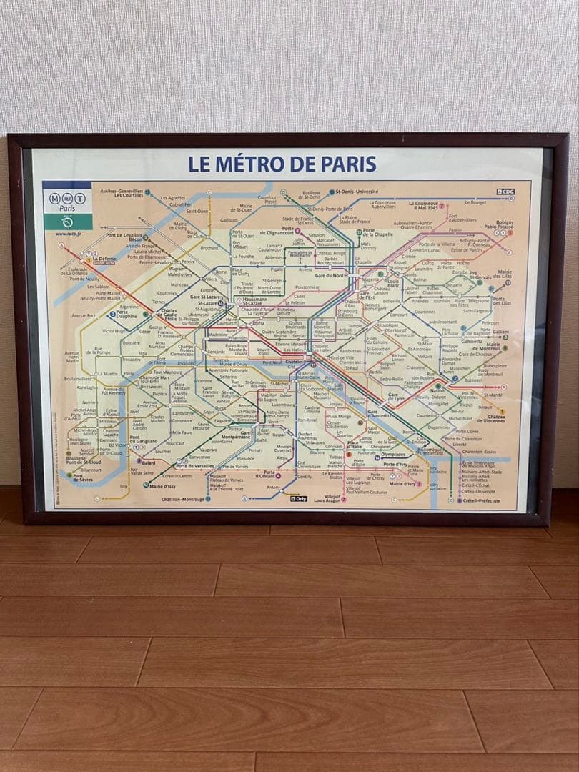 2011パリ市内メトロ路線図（フレーム付き）