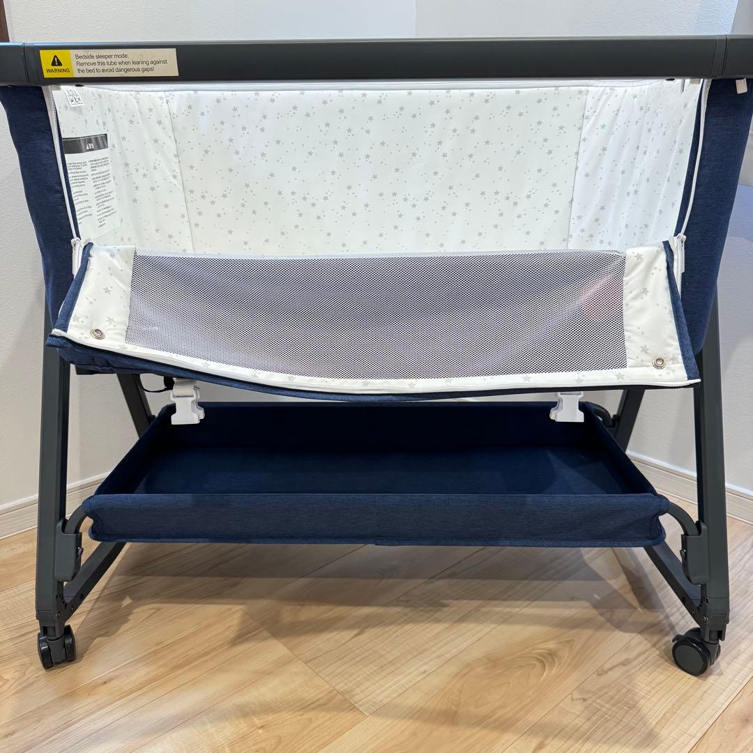 【美品】 付属品完備 HZDMJ ベビーベッド　ネイビー