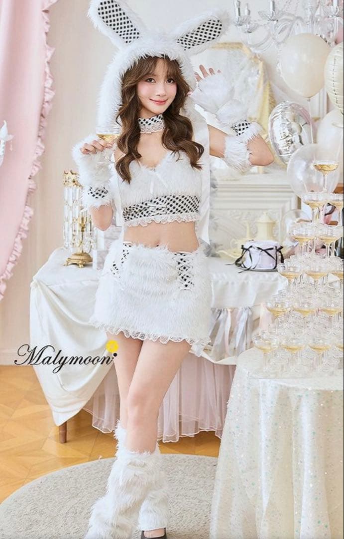 Malymoon マリームーン テディバニーギンガムファーセットアップ