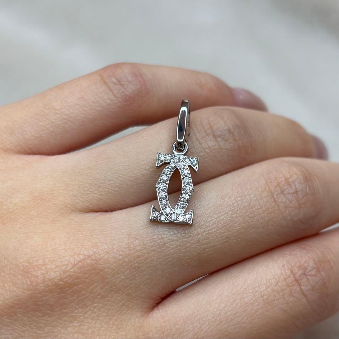 カルティエ 2C ダイヤ チャーム 750 K18WG ペンダントトップ