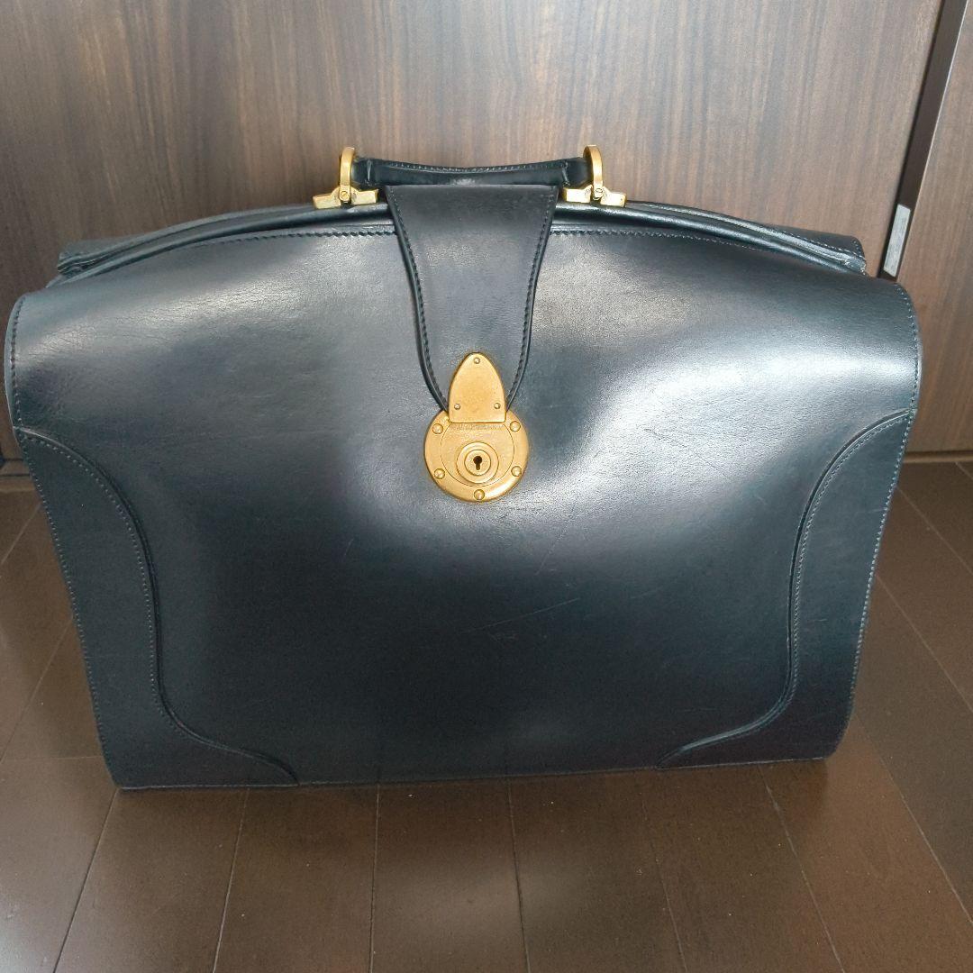 万双 黒レザー ビジネスバッグ 三つまち ダレスバッグ