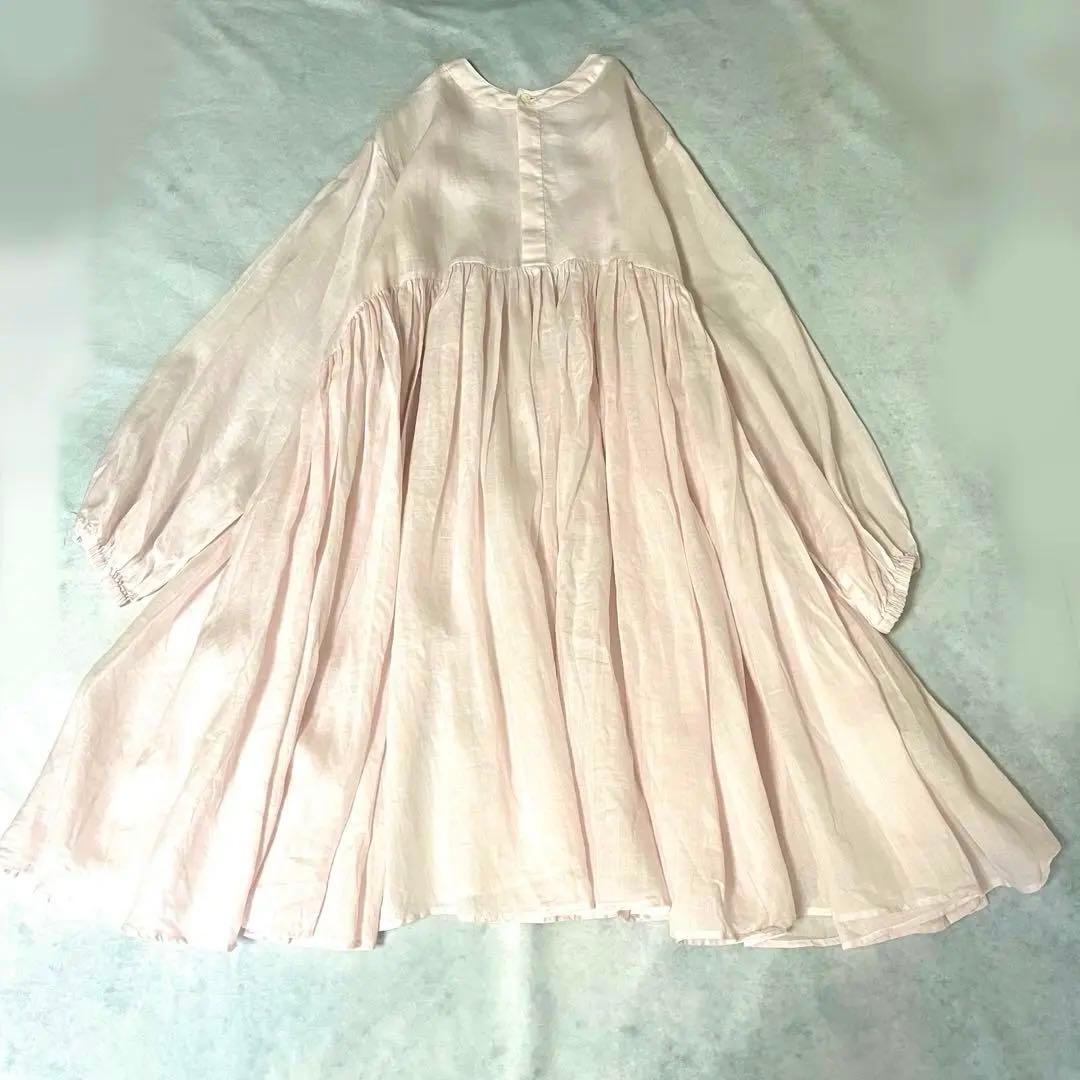 極美品❤️ビアズリー2wayリネンギャザーチュニックワンピース　ベビーピンク洗える