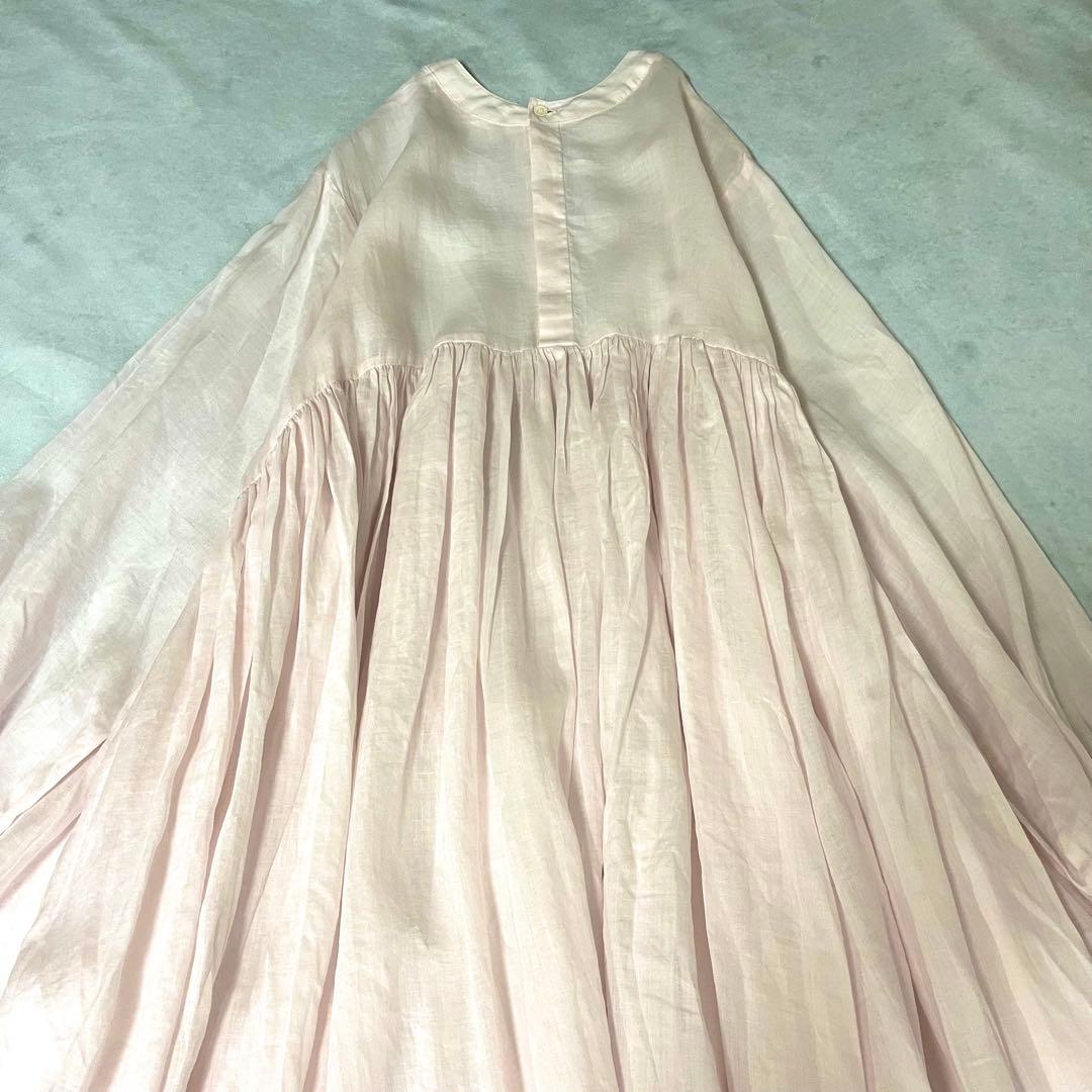 極美品❤️ビアズリー2wayリネンギャザーチュニックワンピース　ベビーピンク洗える